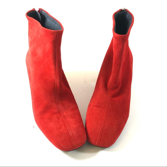 TOPSHOP women red suede back zip booties NWOT, 6,5 - Picture 7 of 10
